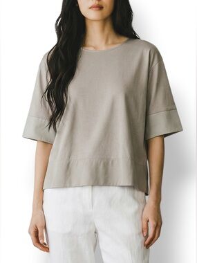 4/$20 BEIGE Minimalist Taupe Dolman Sleeve Top Japanese Capsule Wardrobe Small